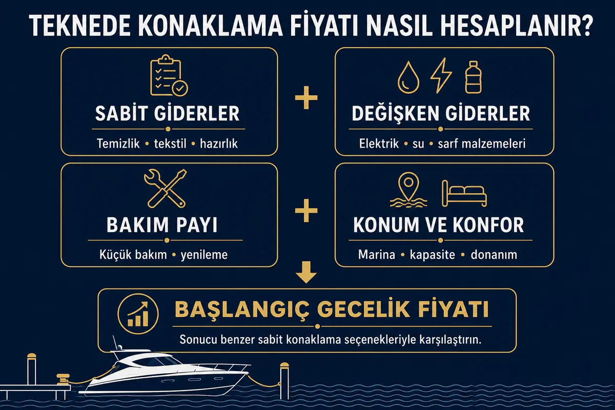 Teknede konaklama fiyatı hesaplama formülü